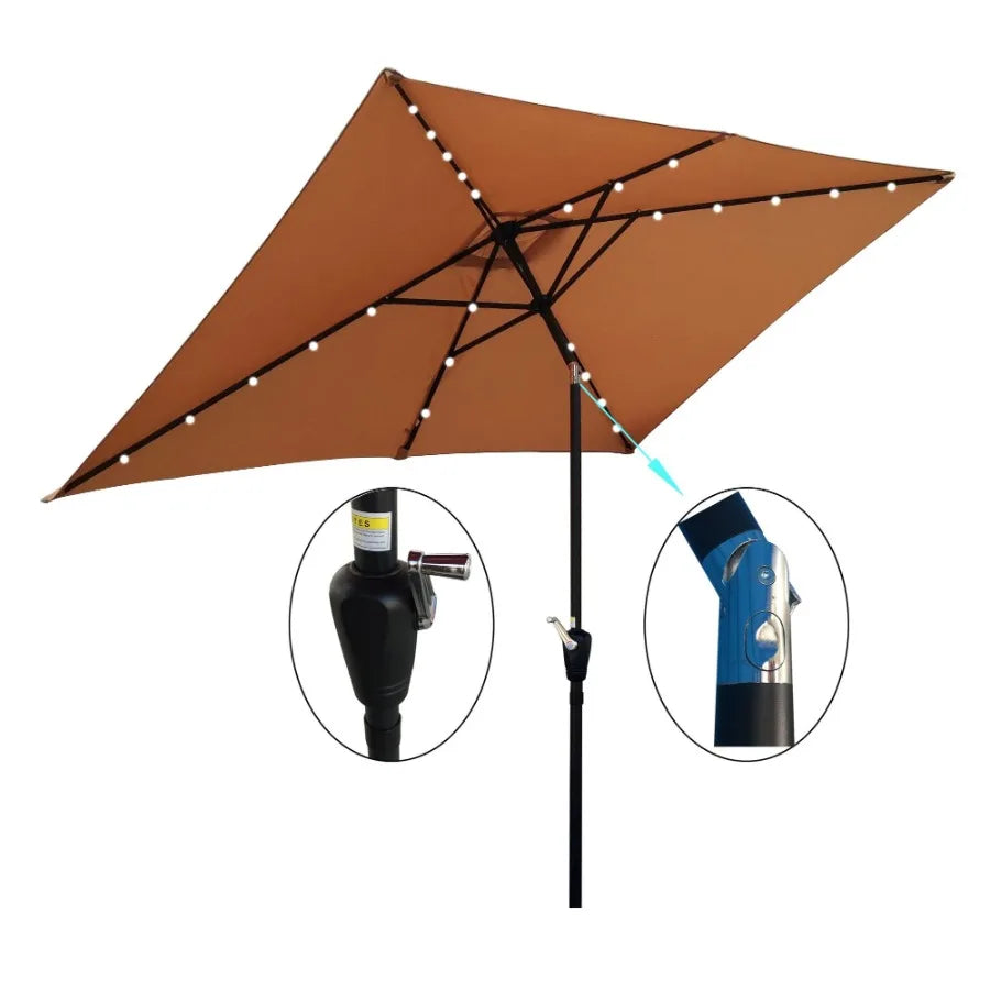 10 x 6.5t Rectangular Patio Solar Umbrellas