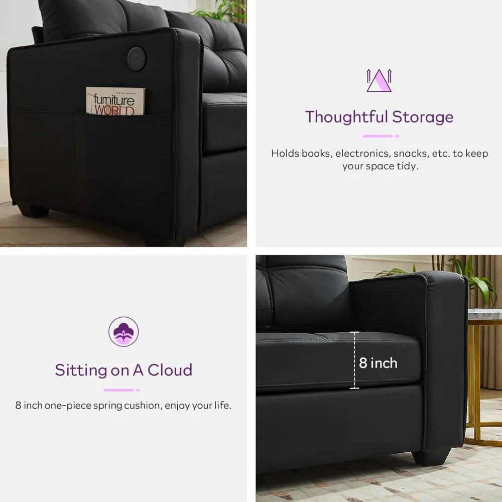 Faux Leather Sofa Couch