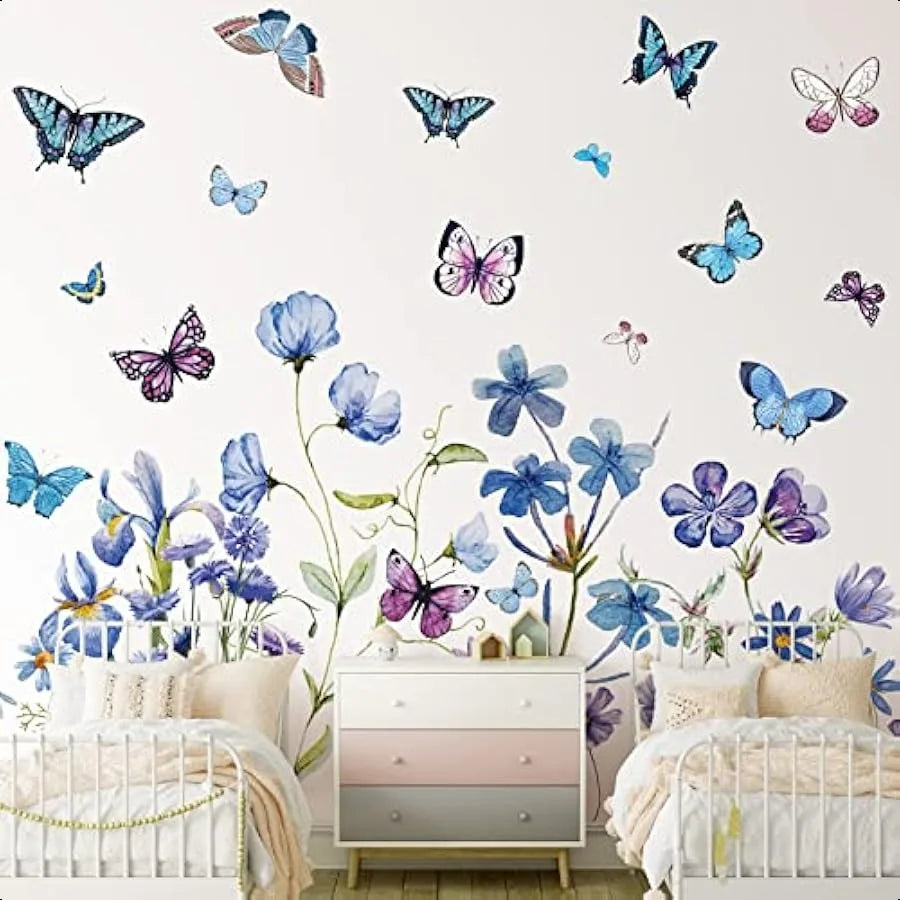 Flowers, Butterflies Wall Decals