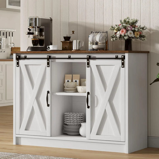 Farmhouse Coffee Bar with Sliding Barn Doors