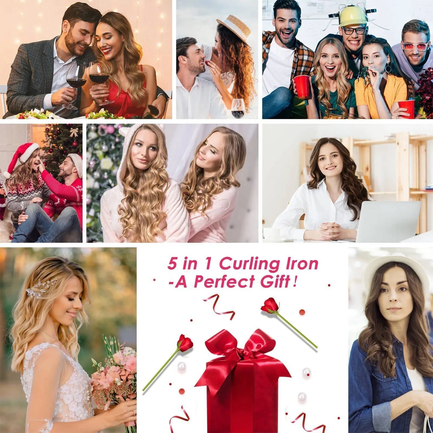 Professional Hair Curling Iron 5 in 1 Ceramic Triple Barrel Electric Heating Curler Irons Hair Waver Hair Salon Styling Tools