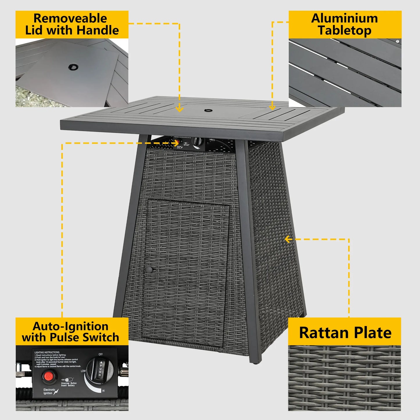 Square Fire Pit Table