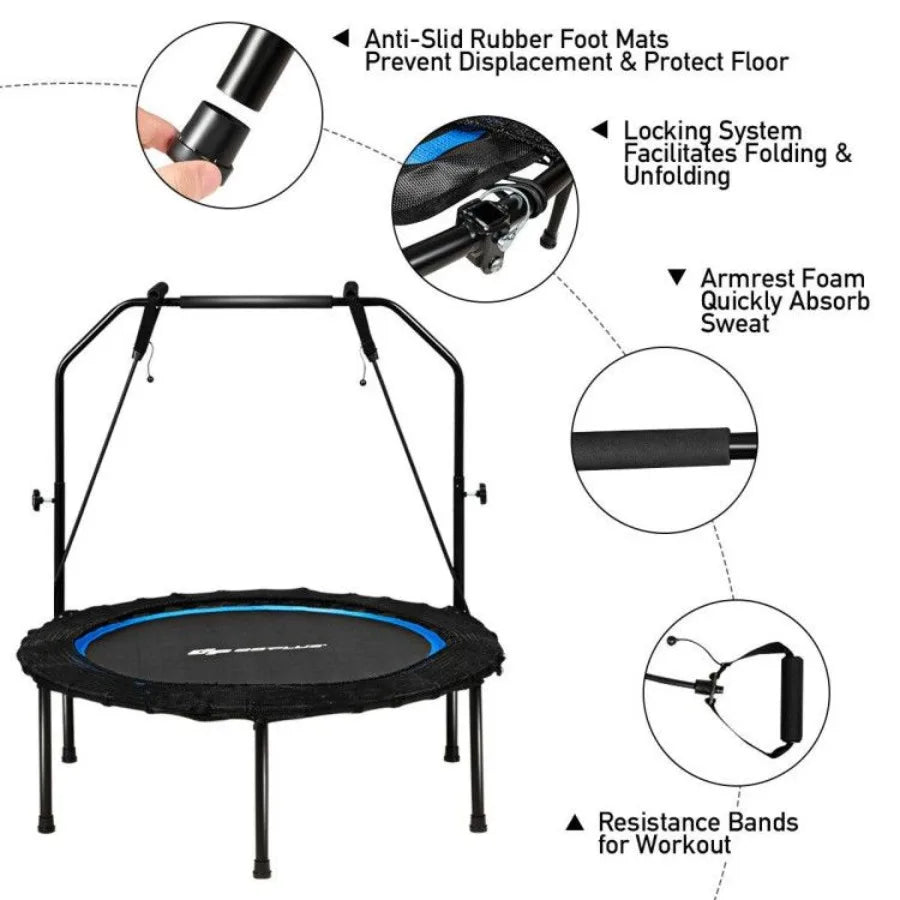 Foldable Fitness Rebounder with Resistance Bands