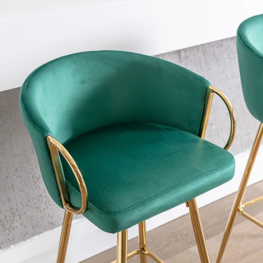 Velvet + Golden Leg Simple Bar Stool