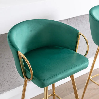 Velvet + Golden Leg Simple Bar Stool