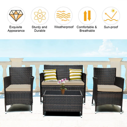 4PCS Rattan Patio Furniture Set