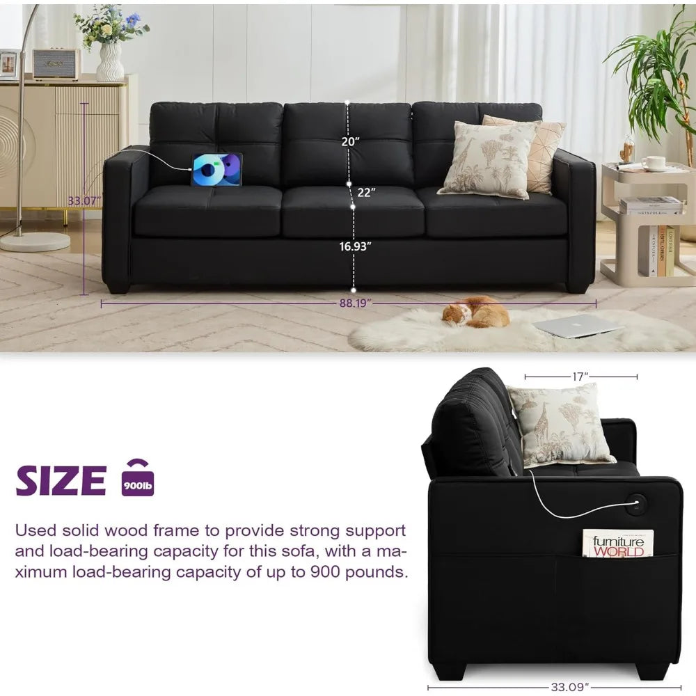 Faux Leather Sofa Couch