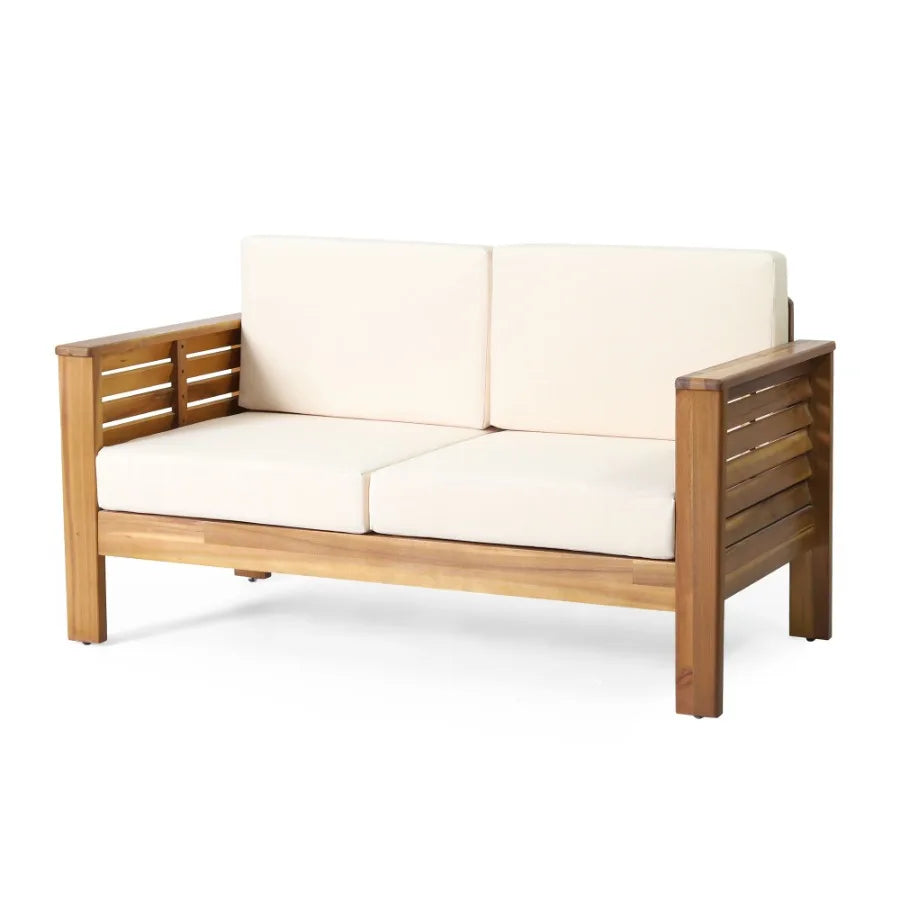 Teak Acacia Wood Loveseat and Coffee Table Set