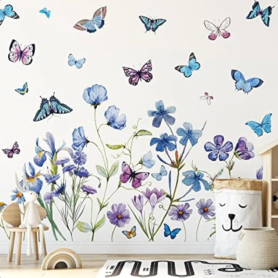 Flowers, Butterflies Wall Decals