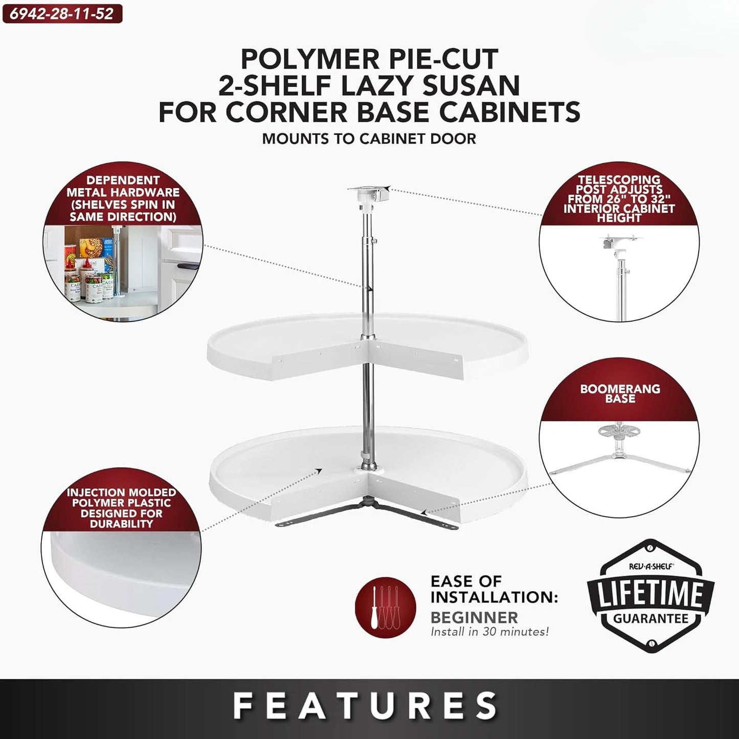 2 Tier Lazy Susan for Corner Base Cabinets