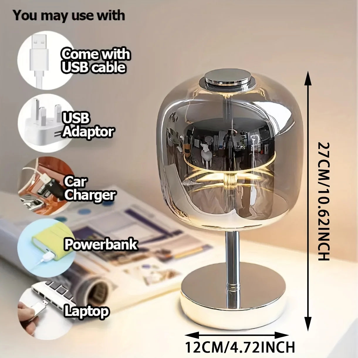 Glass Lamp with dimmer