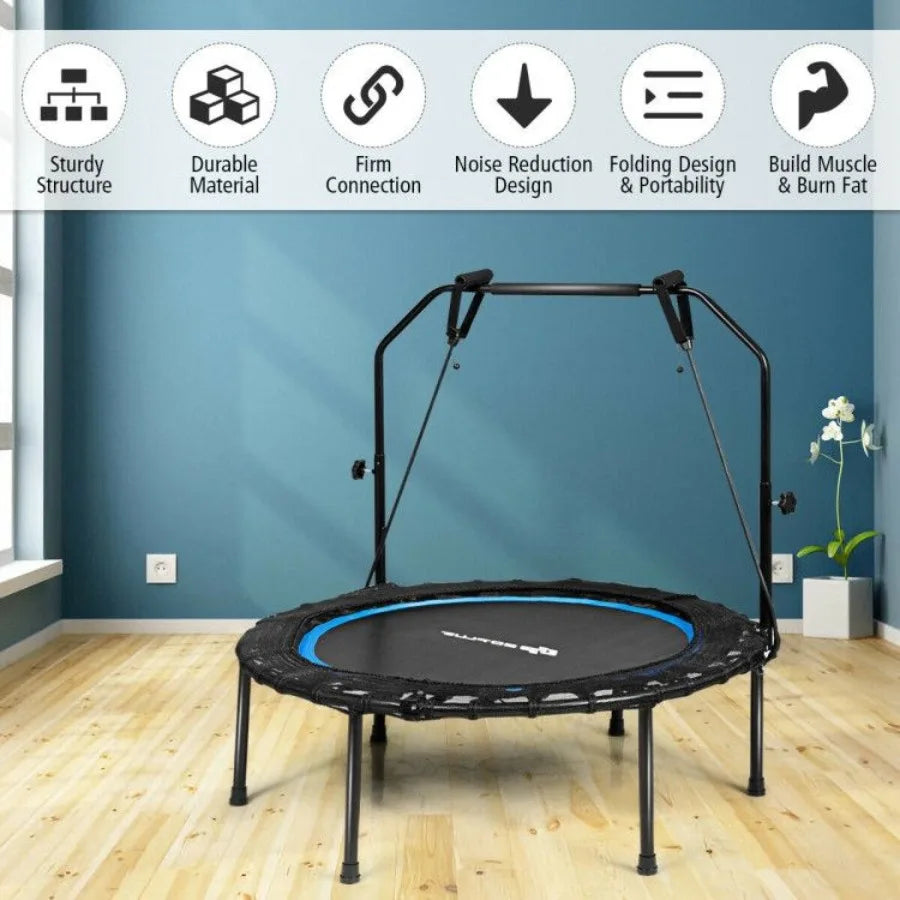Foldable Fitness Rebounder with Resistance Bands