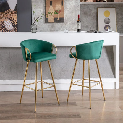Velvet + Golden Leg Simple Bar Stool