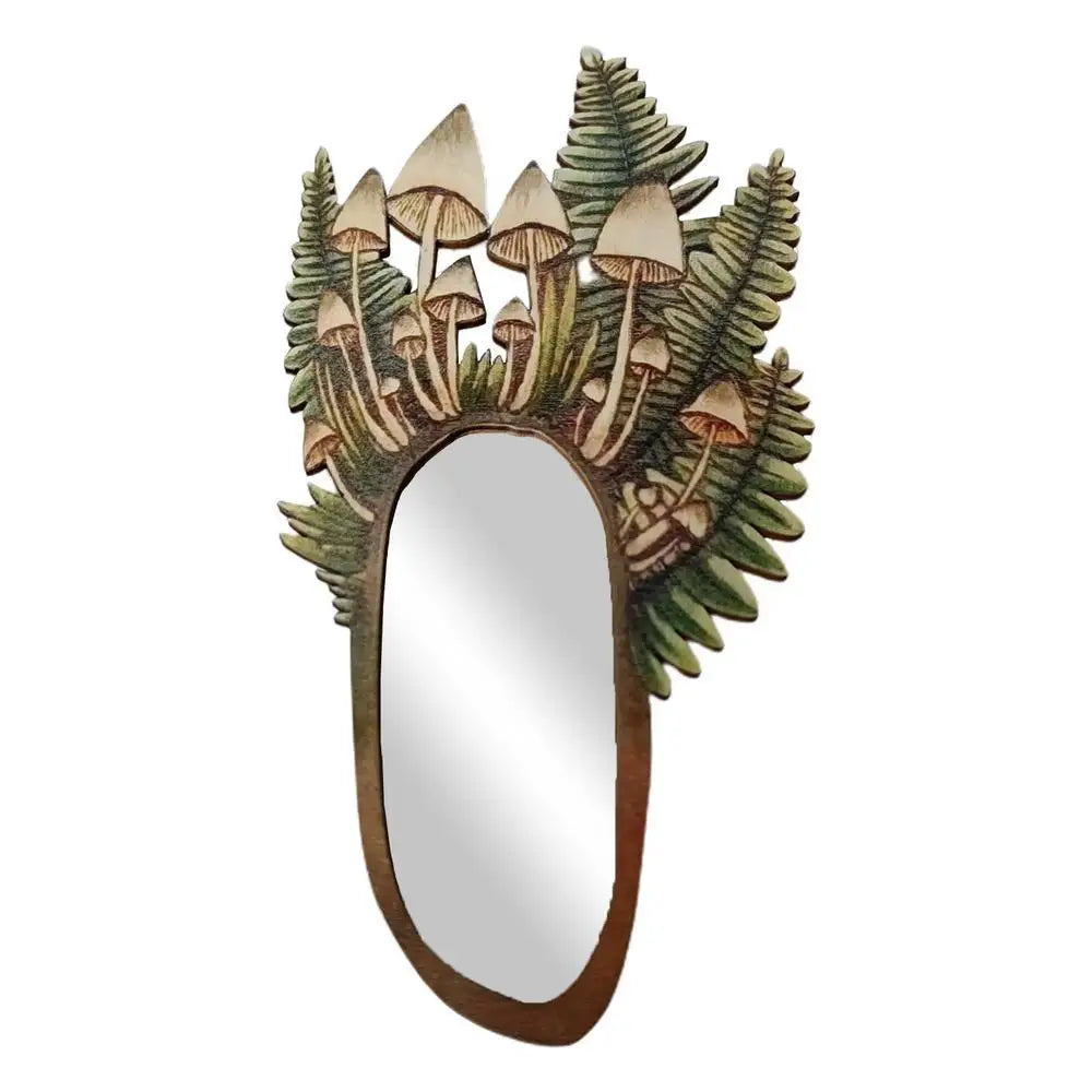 Unique Wooden Mushroom Mirror