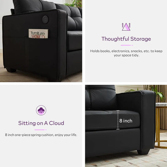 Faux Leather Sofa Couch