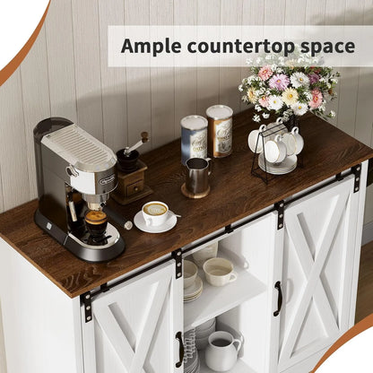 Farmhouse Coffee Bar with Sliding Barn Doors