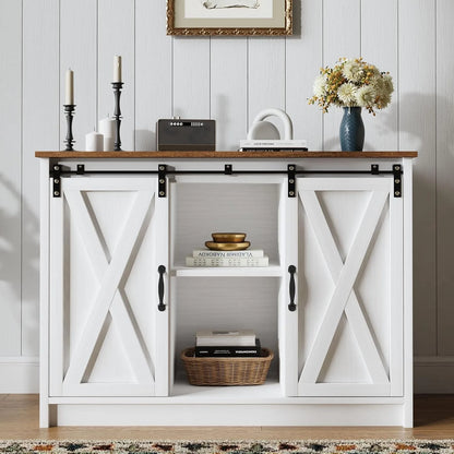 Farmhouse Coffee Bar with Sliding Barn Doors