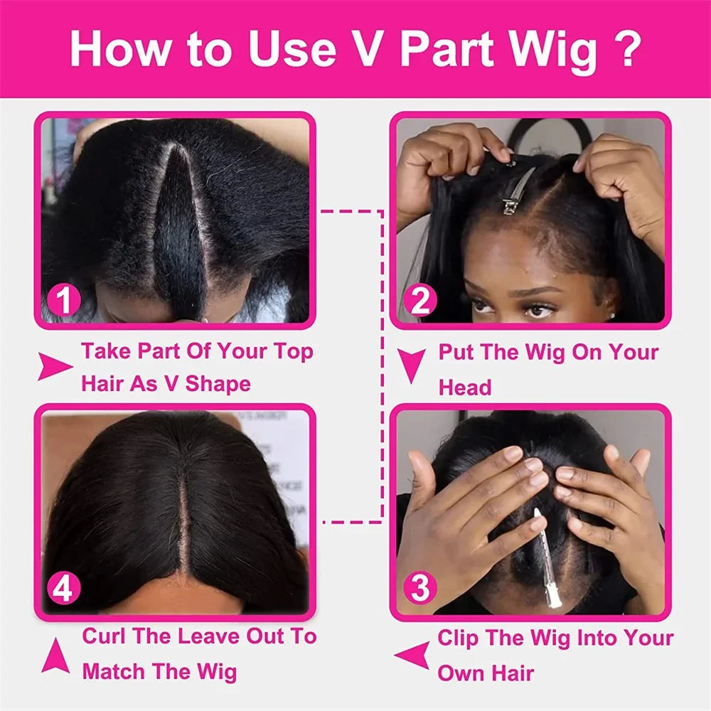 Straight V Part Wig 100% Human Hair 1