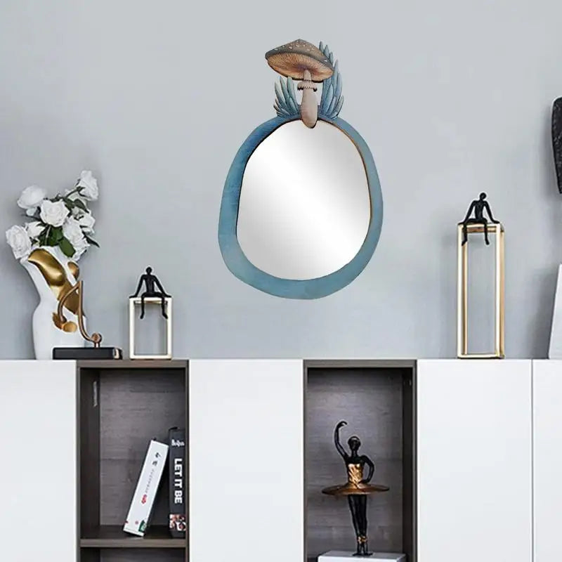 Unique Wooden Mushroom Mirror