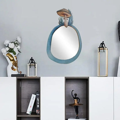 Unique Wooden Mushroom Mirror