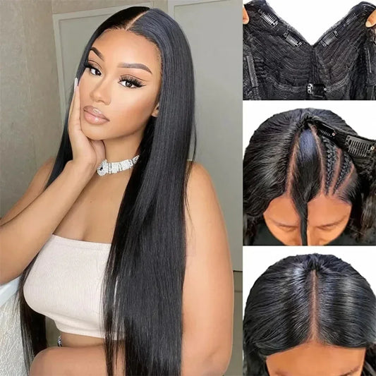 Straight V Part Wig 100% Human Hair 1