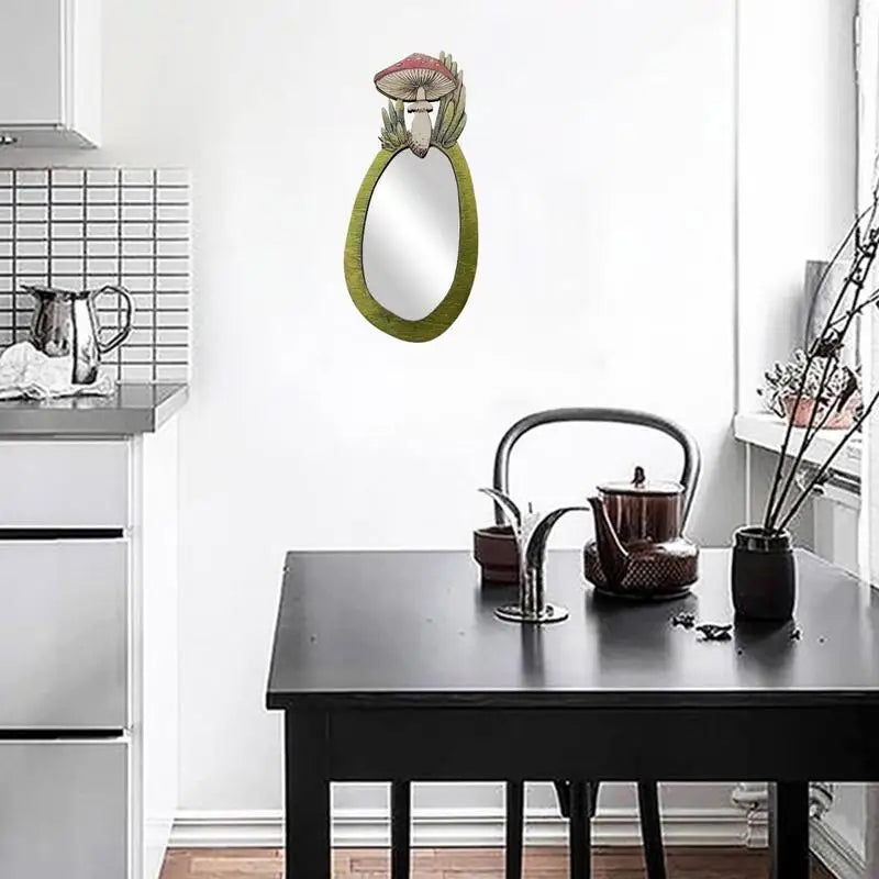 Unique Wooden Mushroom Mirror