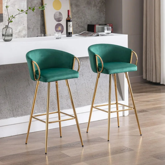 Velvet + Golden Leg Simple Bar Stool