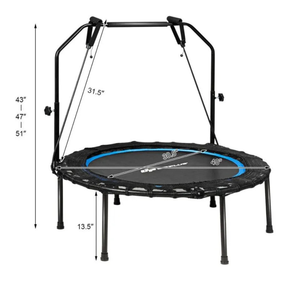 Foldable Fitness Rebounder with Resistance Bands