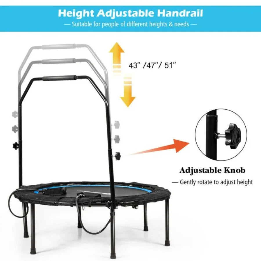 Foldable Fitness Rebounder with Resistance Bands