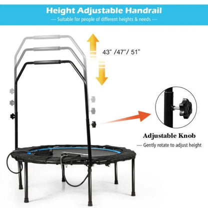 Foldable Fitness Rebounder with Resistance Bands