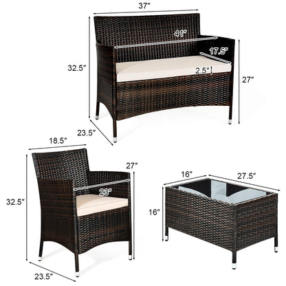 4PCS Rattan Patio Furniture Set