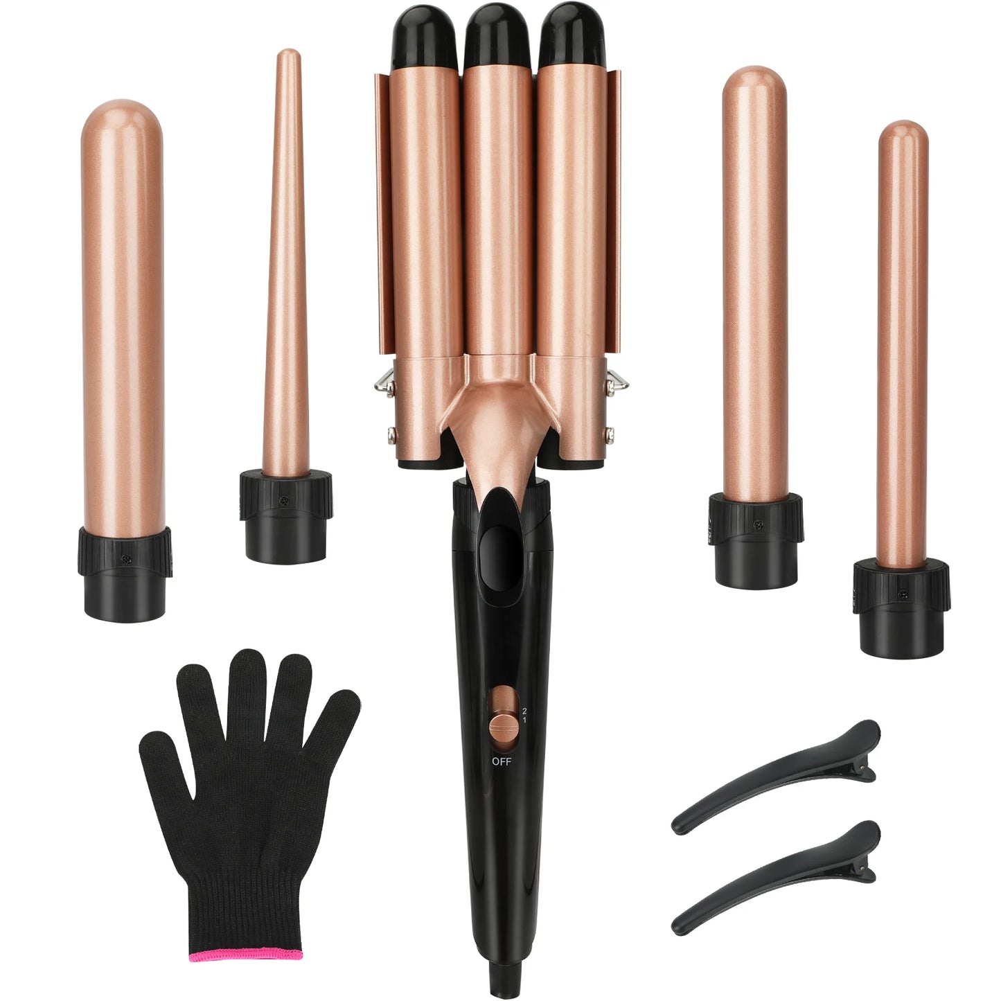 Professional Hair Curling Iron 5 in 1 Ceramic Triple Barrel Electric Heating Curler Irons Hair Waver Hair Salon Styling Tools