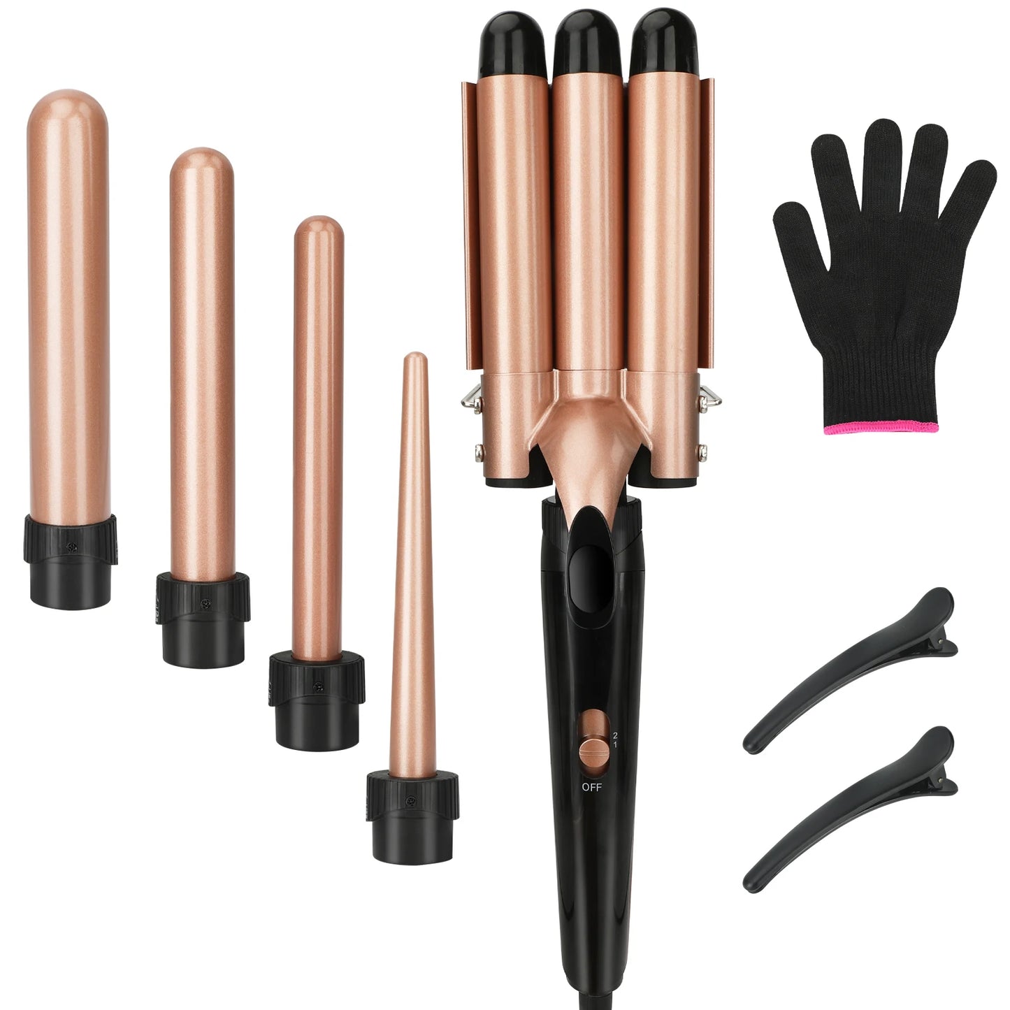 Professional Hair Curling Iron 5 in 1 Ceramic Triple Barrel Electric Heating Curler Irons Hair Waver Hair Salon Styling Tools
