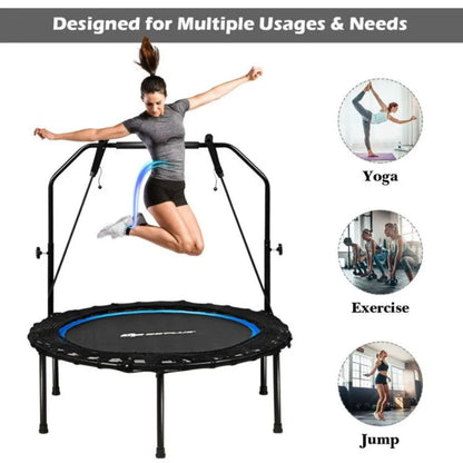 Foldable Fitness Rebounder with Resistance Bands