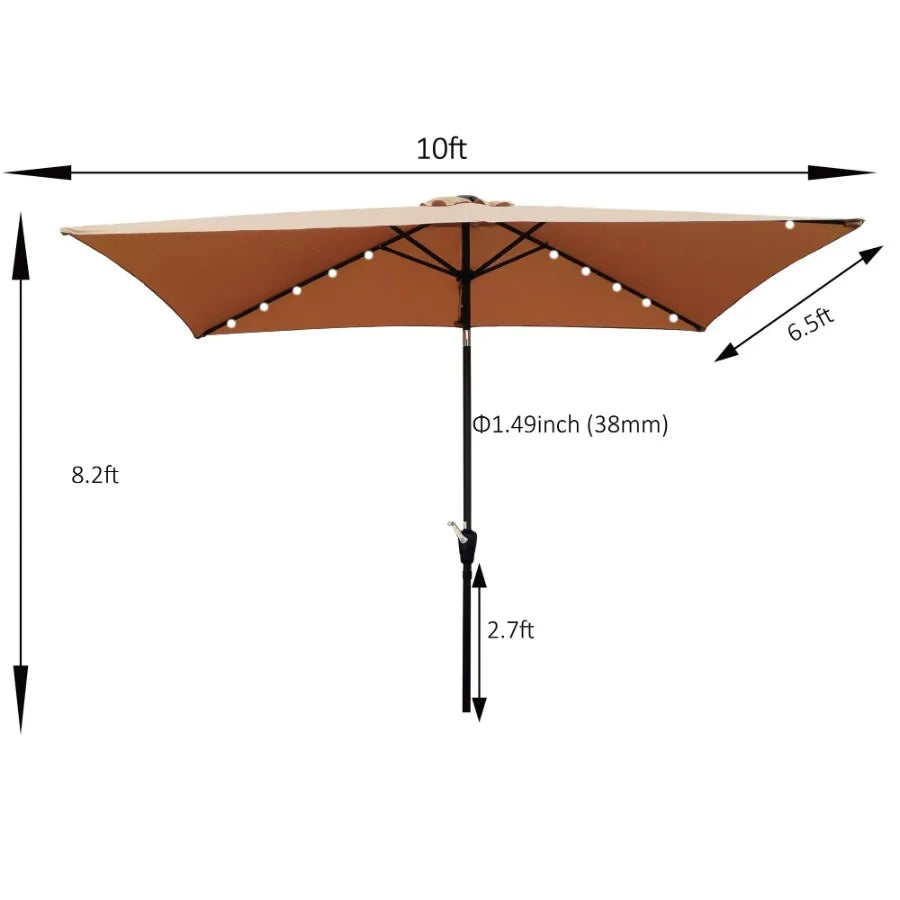 10 x 6.5t Rectangular Patio Solar Umbrellas