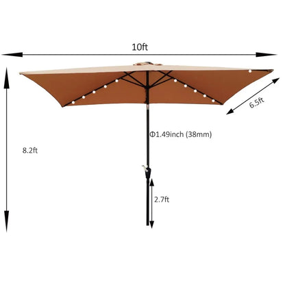 10 x 6.5t Rectangular Patio Solar Umbrellas