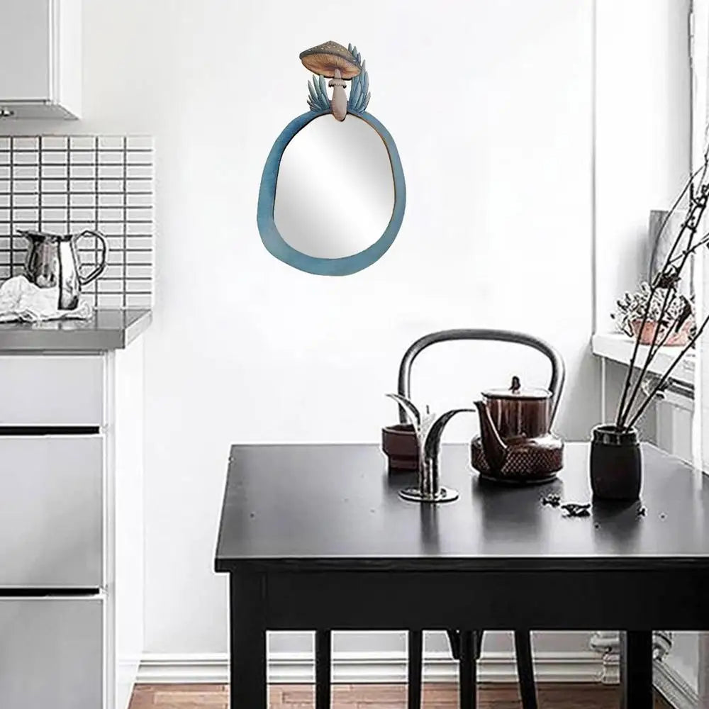 Unique Wooden Mushroom Mirror