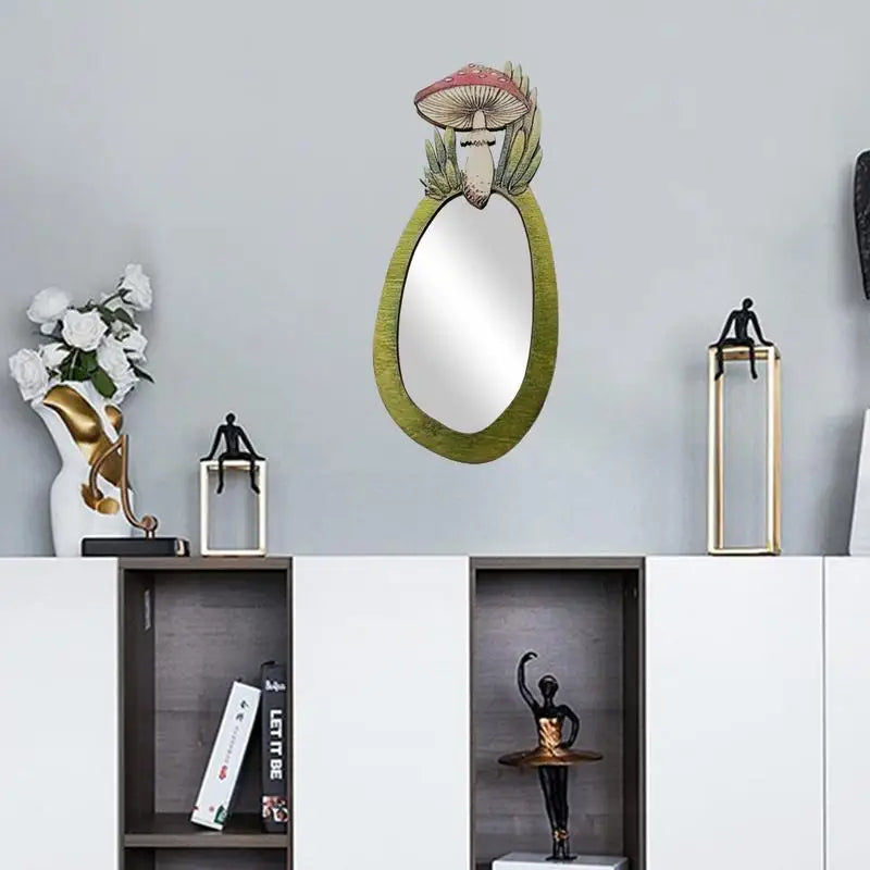Unique Wooden Mushroom Mirror