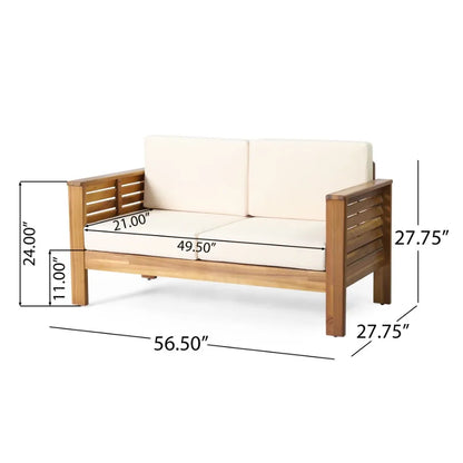 Teak Acacia Wood Loveseat and Coffee Table Set
