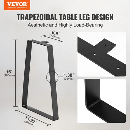 16 inch Trapezoid Steel Table Legs Replacement