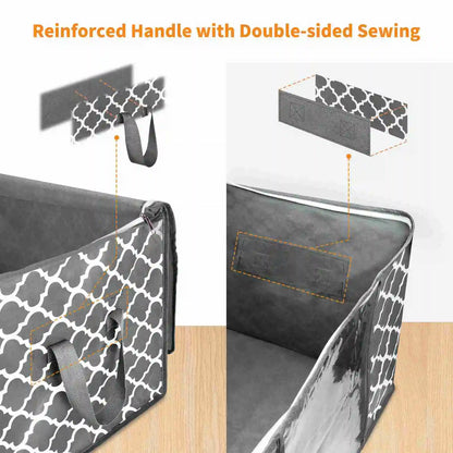 Clothes storage bag printed with 2 pieces of gray color for storing clothes, blankets, toys, bedding
