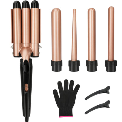 Professional Hair Curling Iron 5 in 1 Ceramic Triple Barrel Electric Heating Curler Irons Hair Waver Hair Salon Styling Tools